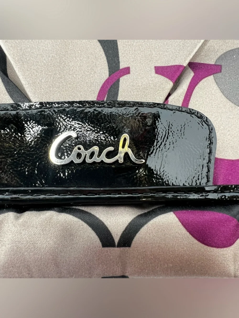 Coach Ashley Multicolored Purple Gray Satin Mini Clutch Bag Purse C Logo Y2K